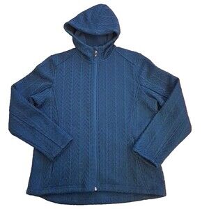 Womens Polar King Jacket Teal Bonded Fleece Hooded Full Zip Pockets Large